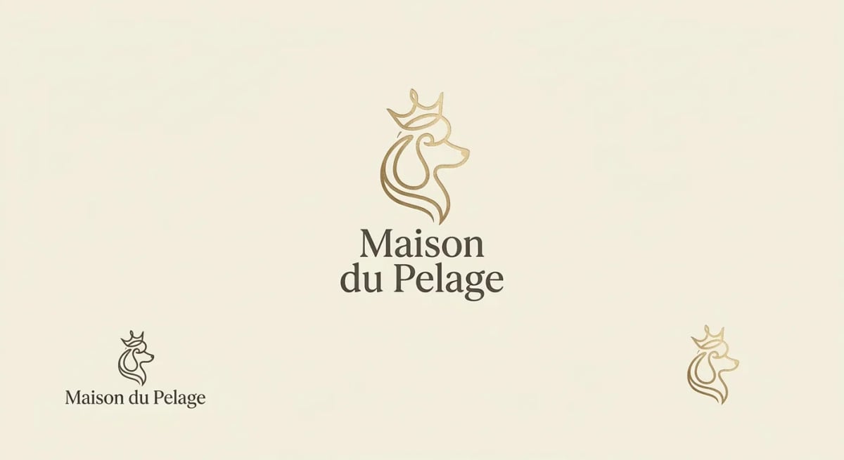 Logo principal de Maison du Pelage, emblème canin premium sur fond crème