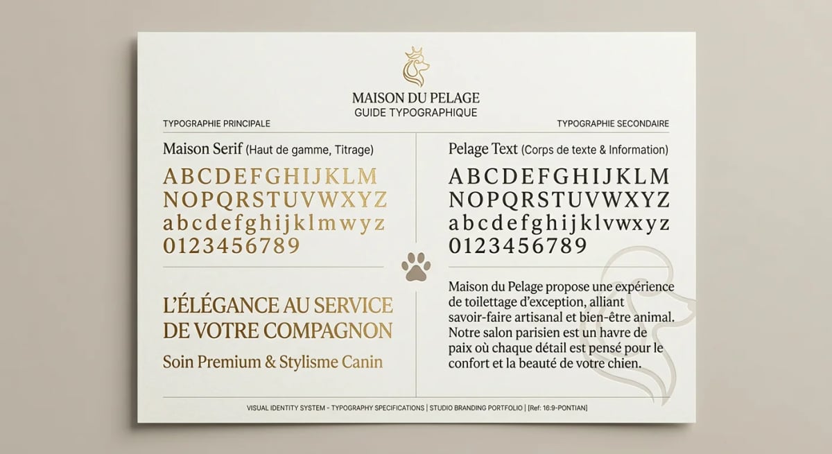 Typographies sélectionnées pour Maison du Pelage, élégantes et lisibles