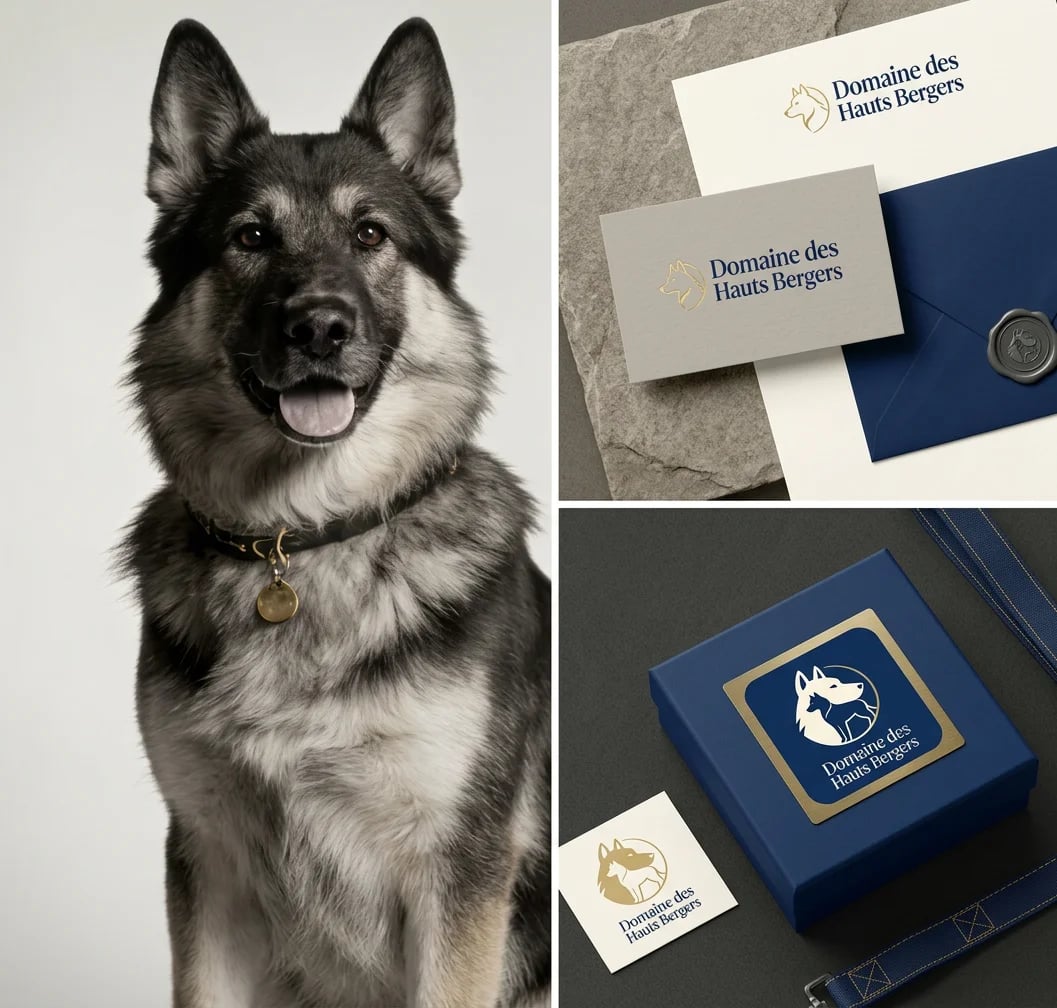 Identité visuelle Domaine des Hauts Bergers — logo, cartes de visite, mockups